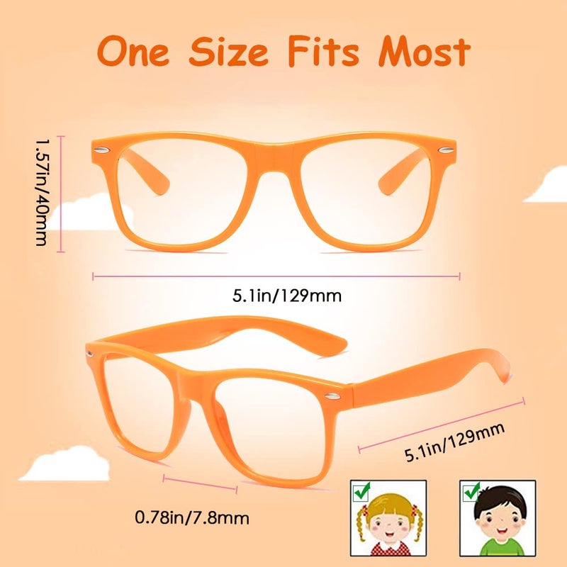 Pibupibu 8 Pack Neon Kids NO Lens Pretend Frame Glasses, Colorful Costume Glasses for Boys Girls Birthday Party Favors - Image 5